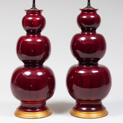 PAIR OF GOURD SHAPED RED GLAZED 3bb73e