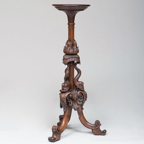 CONTINENTAL CARVED MAHOGANY PEDESTAL4 3bb791