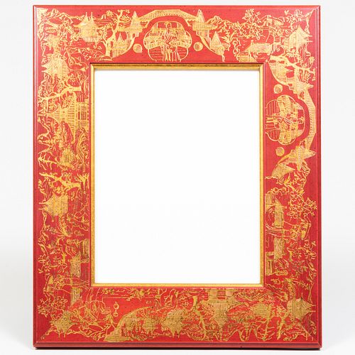 CHINOISERIE RED AND GILT-DECORATED