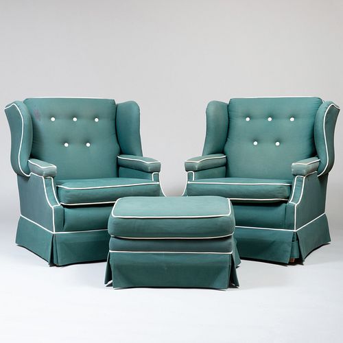 PAIR OF UPHOLSTERED WING CHAIRS 3bb7e6