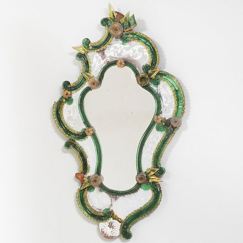 MURANO GREEN, ETCHED AND PARCEL-GILT