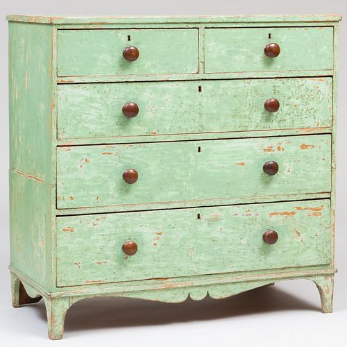 EARLY VICTORIAN GREEN PAINTED PINE 3bb854