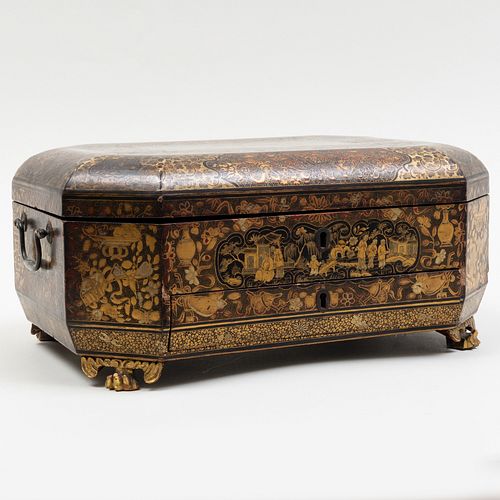 CHINESE EXPORT LACQUER SEWING BOXWith 3bb861