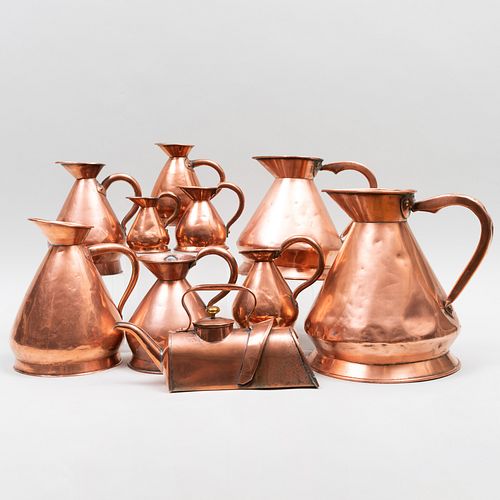 GROUP OF NINE COPPER PITCHERS  3bb85f