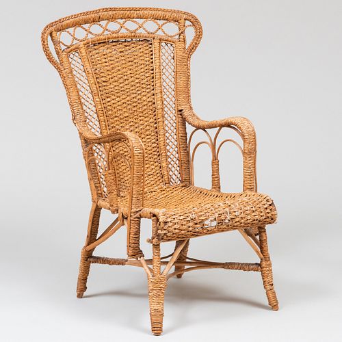 VICTORIAN STYLE BASKET WEAVE ARMCHAIR39 3bb87c