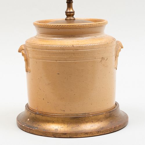 SALT GLAZED EARTHENWARE CANISTER 3bb8b0