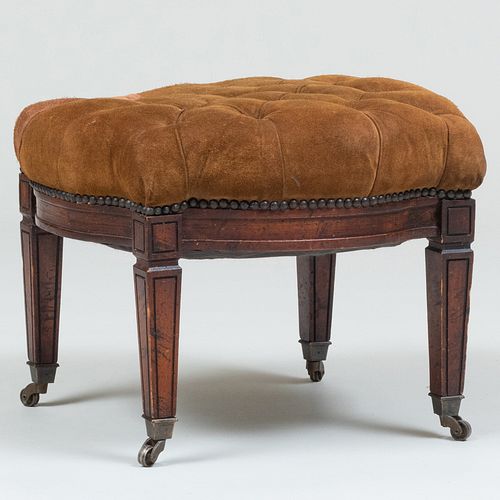 EDWARDIAN MAHOGANY AND TUFTED SUEDE 3bb8b3