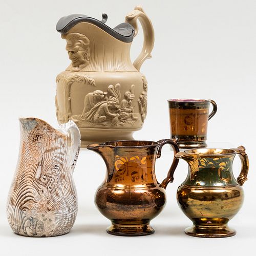 GROUP OF FOUR PITCHERS AND A MUGComprising:

A