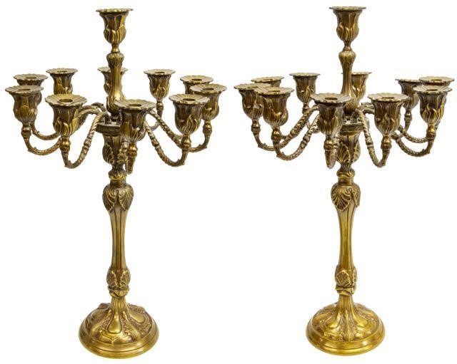 (PAIR) BRONZE ELEVEN-LIGHT CANDELABRA(lot