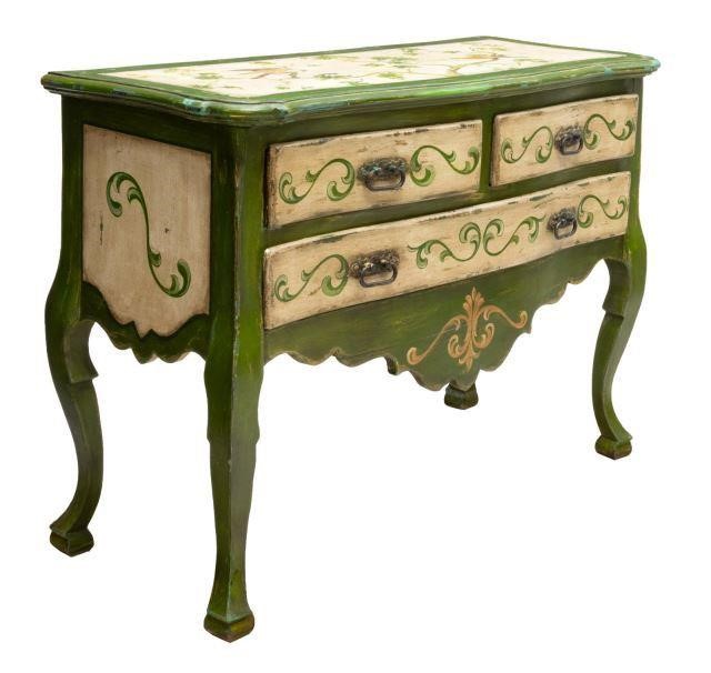 POLYCHROME PAINTED THREE DRAWER 3be03d
