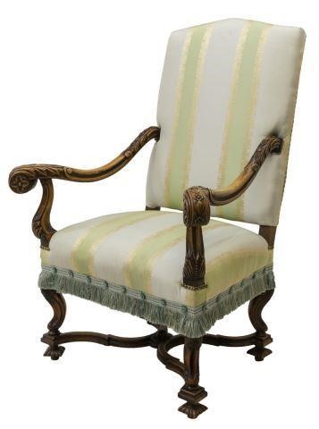 FRENCH FLORAL CARVED & UPHOLSTERED