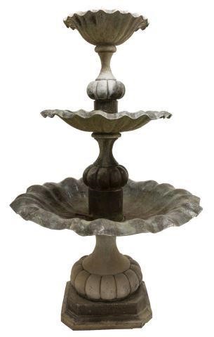 LARGE PATINATED BRONZE THREE-TIER