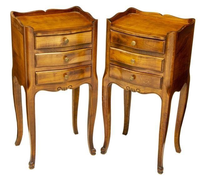 (2) FRENCH LOUIS XV STYLE WALNUT