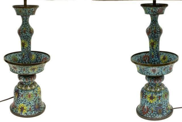  2 CHINESE CLOISONNE ENAMEL CANDLESTICK 3be101