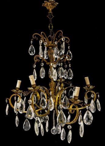 ITALIAN 6 LIGHT GILT METAL CRYSTAL 3be107