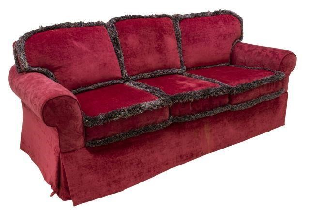 CONTEMPORARY RED JACQUARD UPHOLSTERED 3be151
