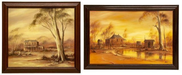 (2) FRAMED SIGNED OIL PAINTINGS,