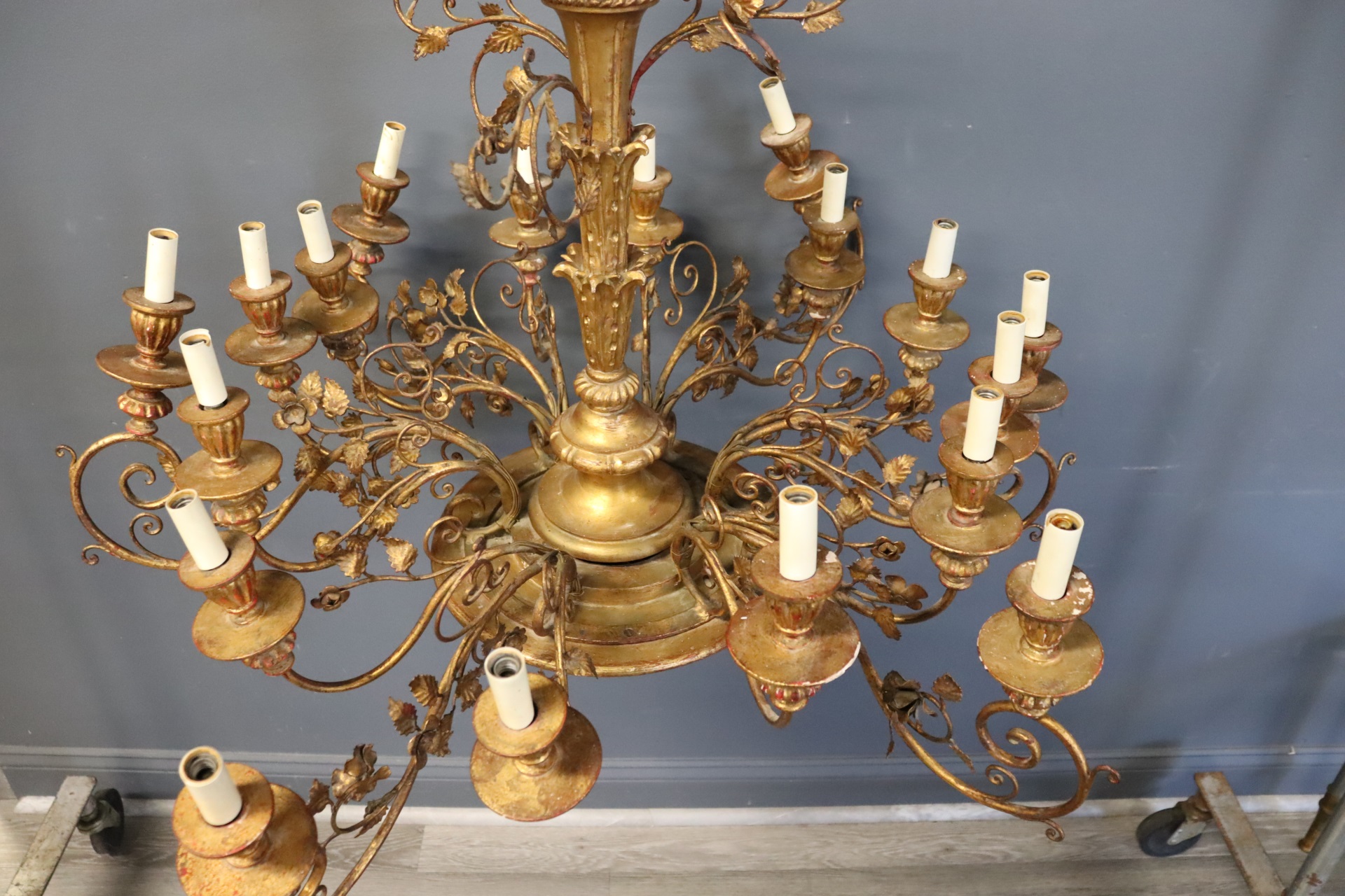 ANTIQUE GILT AND TOLE ITALIAN CHANDELIER