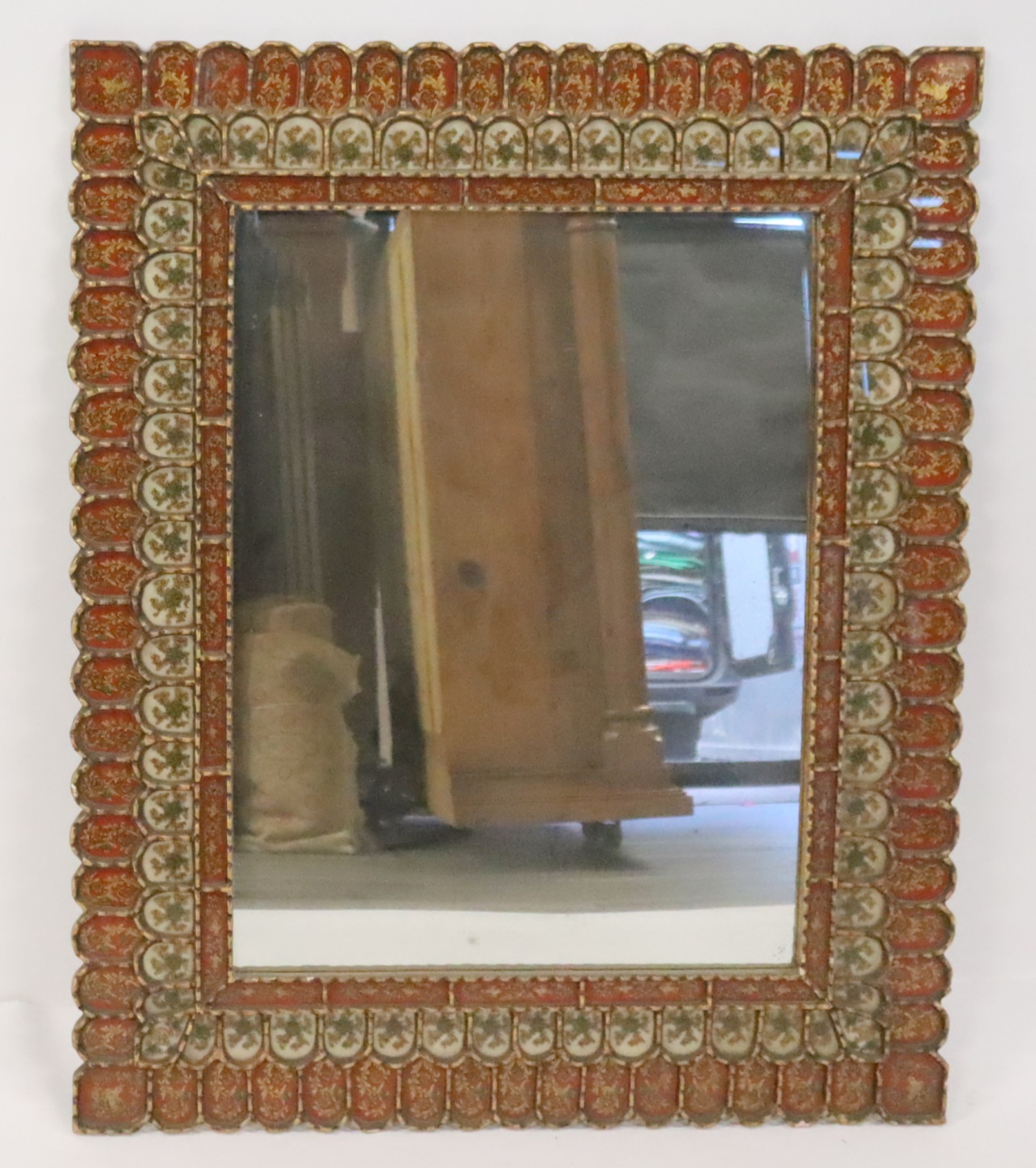 MIDCENTURY MIRROR WITH PAINTED 3be263