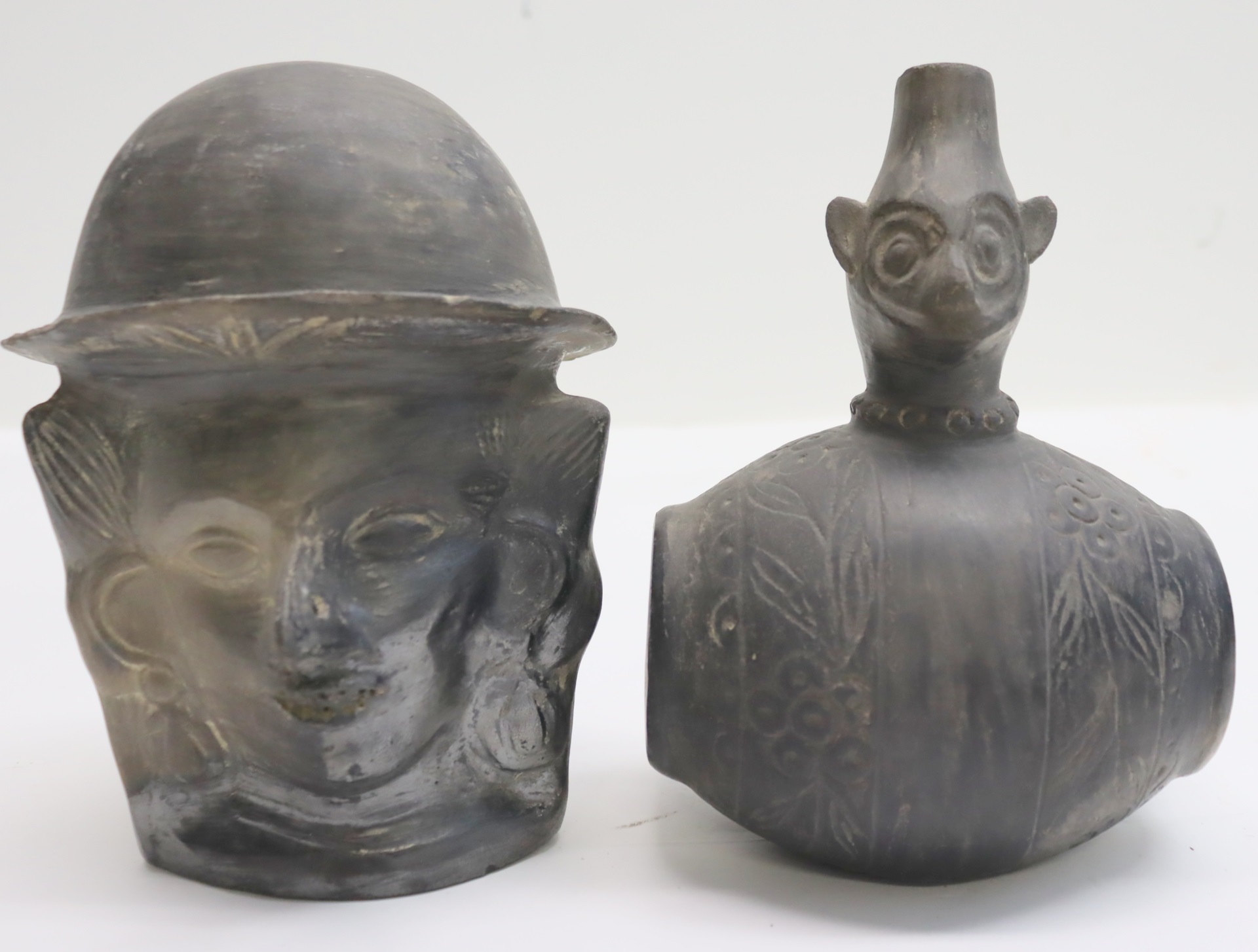 2 BLACKWARE FIGURAL VESSELS From 3be26d