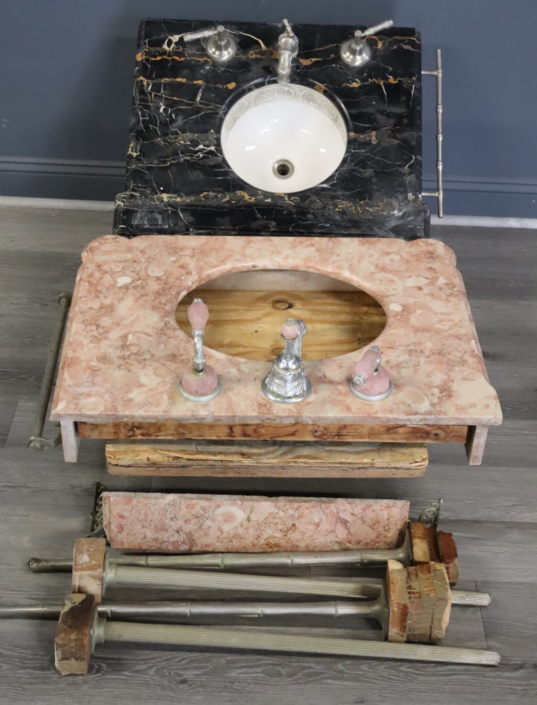 2 SHERYL WAGNER MARBLE SINKS. From