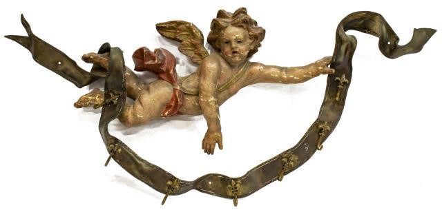 18TH C ARCHITECUTRAL CARVED CUPID 3be291
