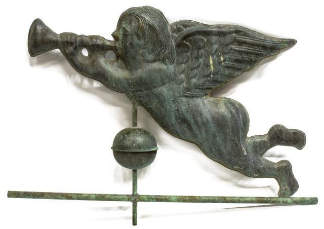 ARCHITECTURAL VERDIGRIS COPPER CHERUB