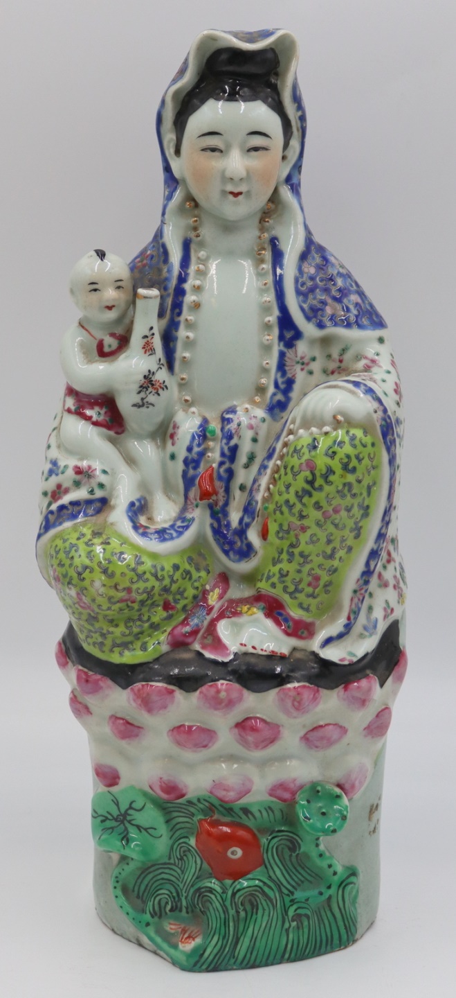 SIGNED CHINESE FAMILLE ROSE SEATED