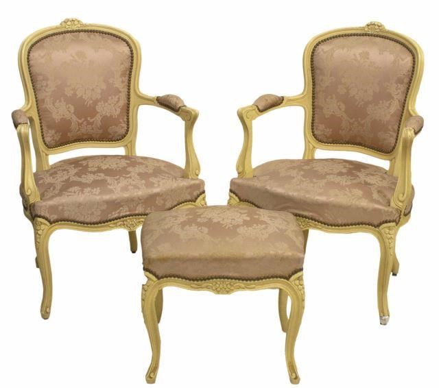(3) FRENCH LOUIS XV STYLE FAUTEUILS