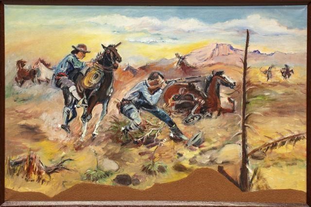 MIXED MEDIA WESTERN PAINTING FENNELL 3be31a