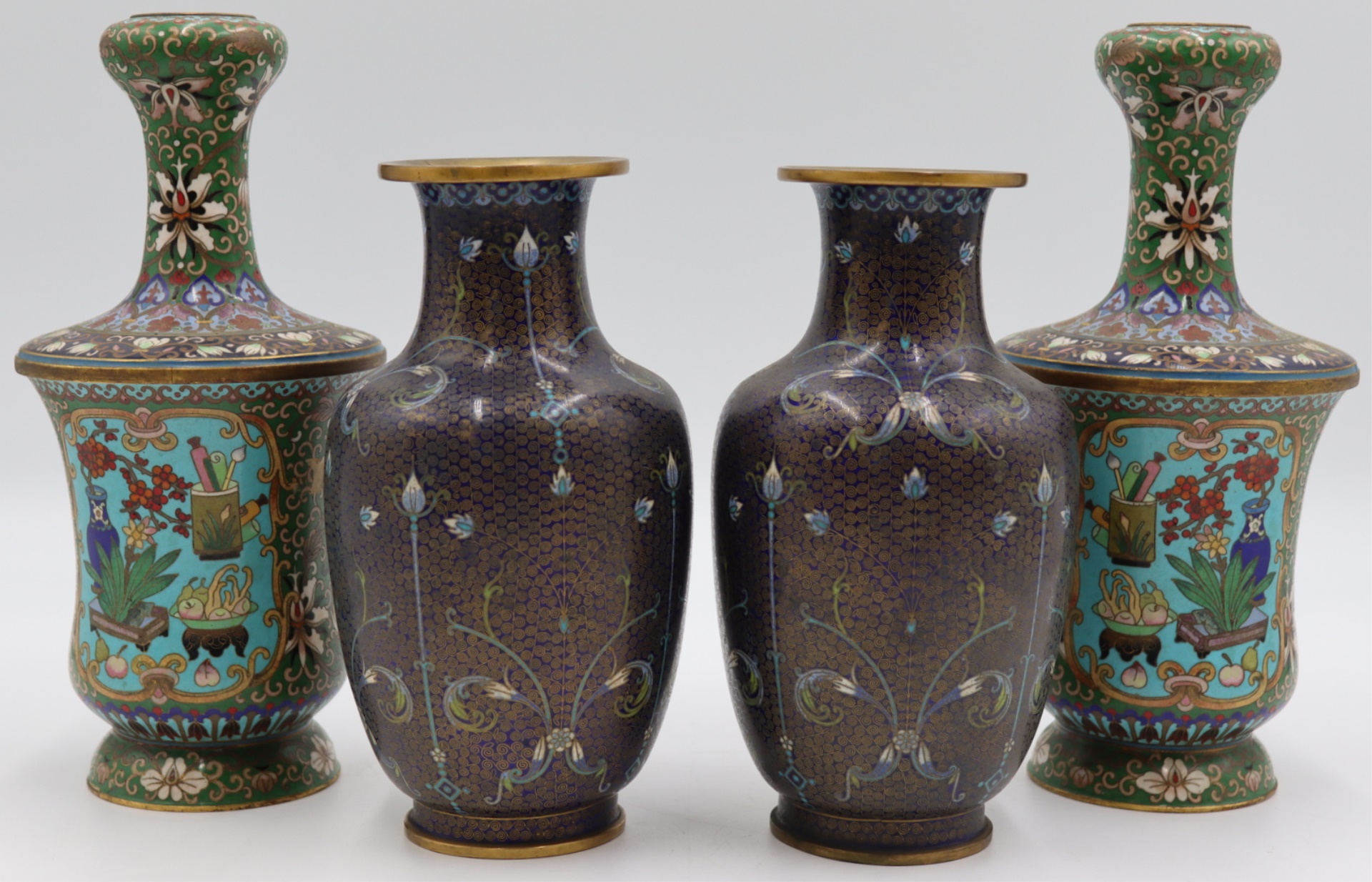 (2) PAIR OF CHINESE CLOISONNE VASES.