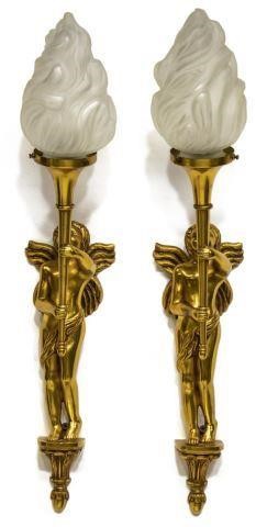 (2) LARGE GILT BRASS FIGURAL &