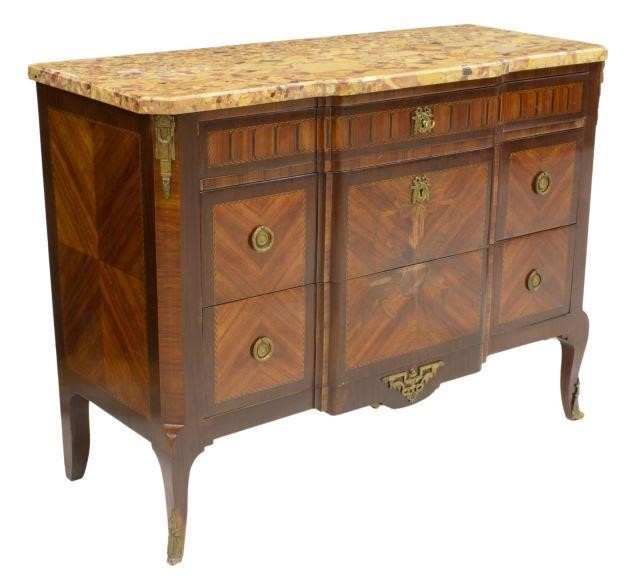 FRENCH MARBLE-TOP MARQUETRY COMMODEFRENCH