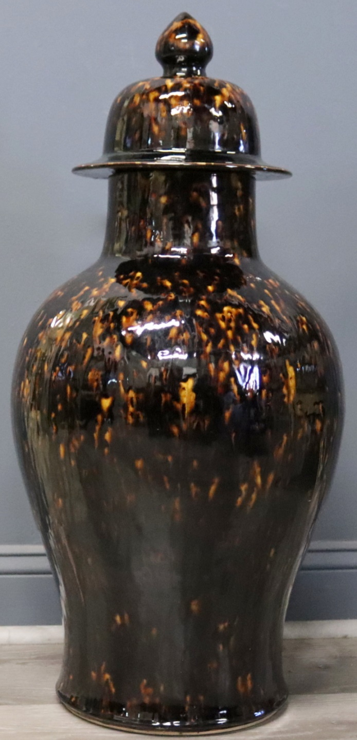 LARGE CHINESE? TORTOISE GLAZE LIDDED