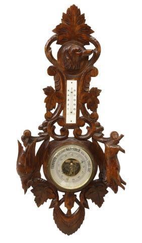 BLACK FOREST CARVED WALNUT THERMOMETER 3be38e