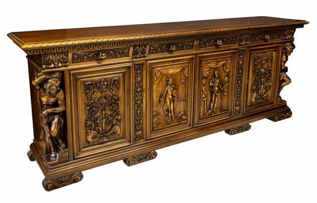 LARGE ITALIAN FIGURAL FOUR DOOR SIDEBOARDLarge