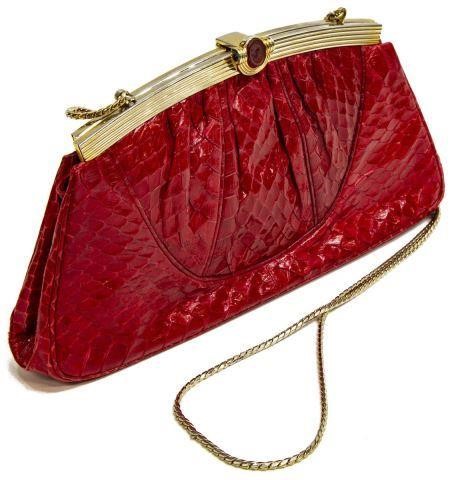 JUDITH LIEBER SNAKESKIN CLUTCH,