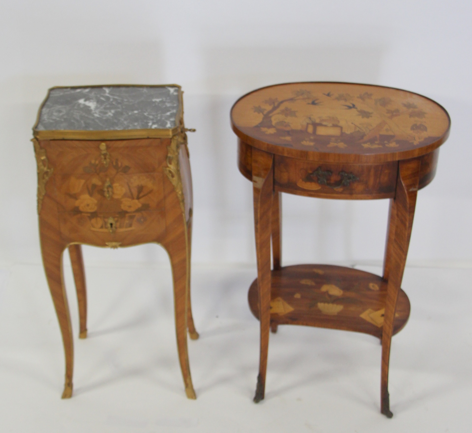 2 FINE LOUIS XV STYLE INLAID  3be3ed