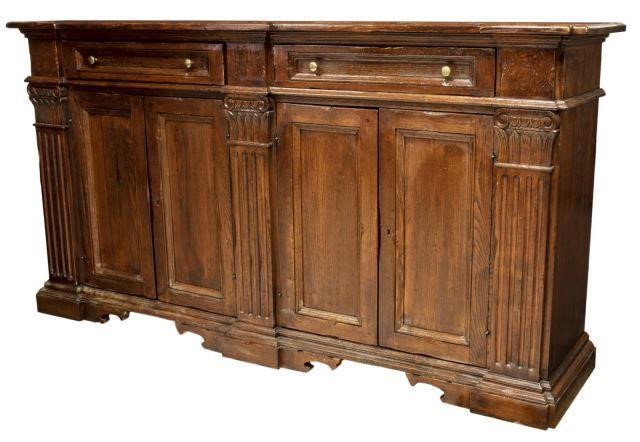 LONG RUSTIC FRENCH MIXED WOOD SIDEBOARD
