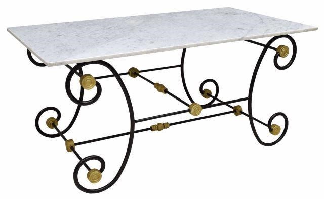 FRENCH MARBLE TOP SCROLLED IRON 3be414