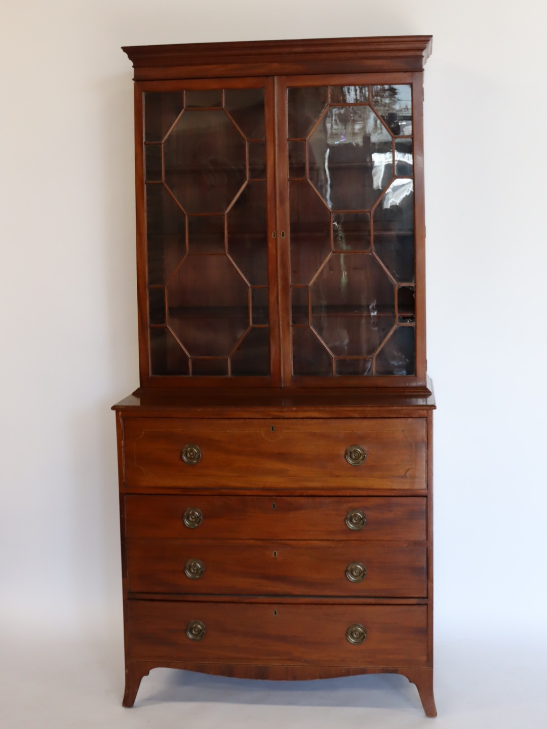 GEORGIAN MAHOGANY BOOKCASE SECRETARY.