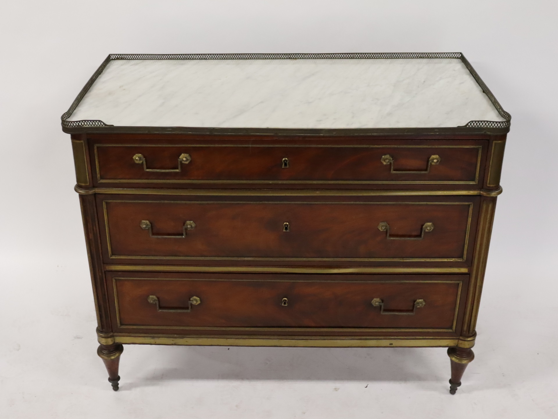 LOUIS XV1 STYLE BRASS INLAID MARBLETOP