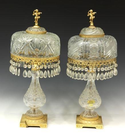  2 FRENCH MOLDED CRYSTAL GILT 3be481