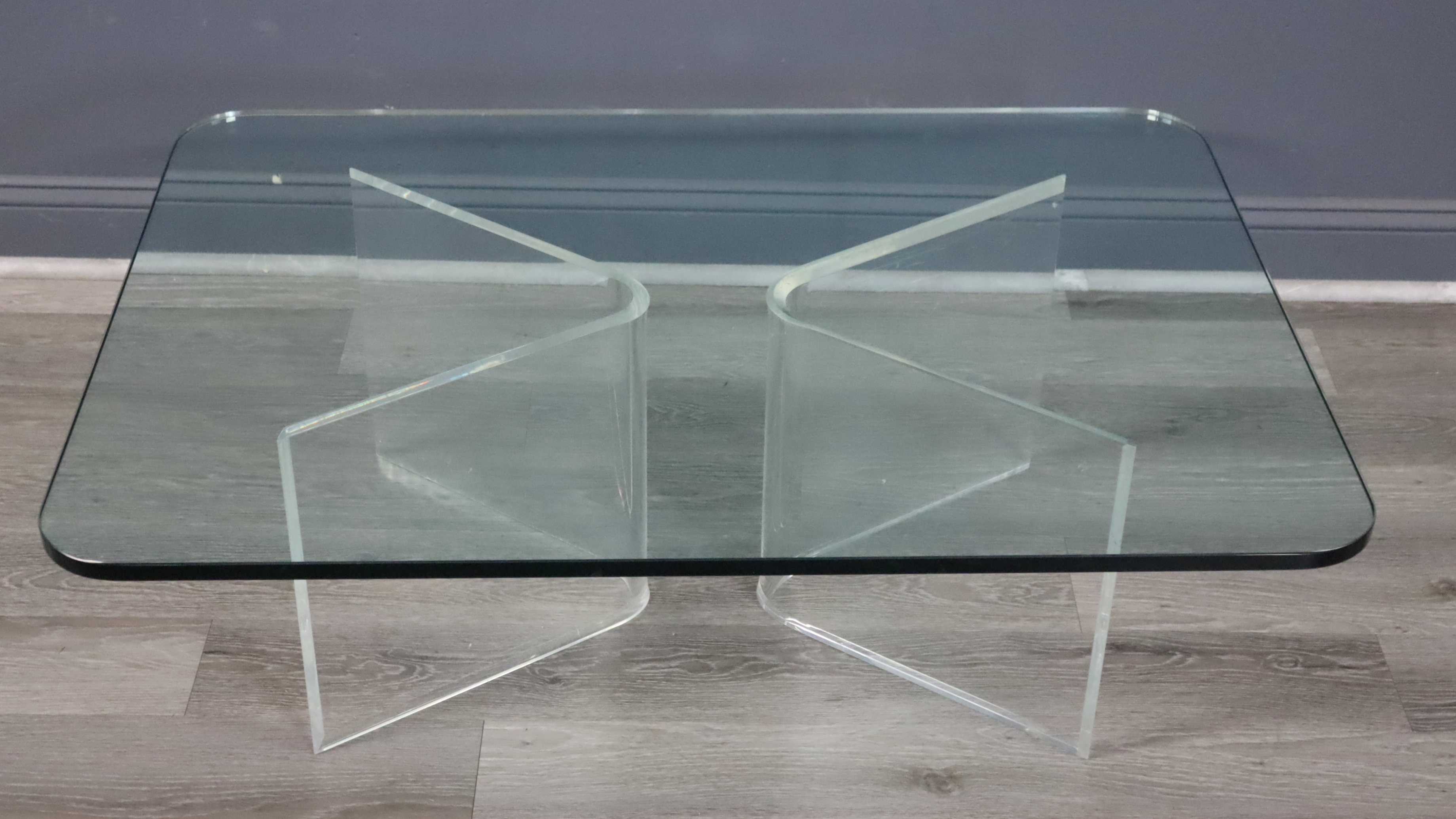 MIDCENTURY LUCITE AND GLASS TOP 3be48a
