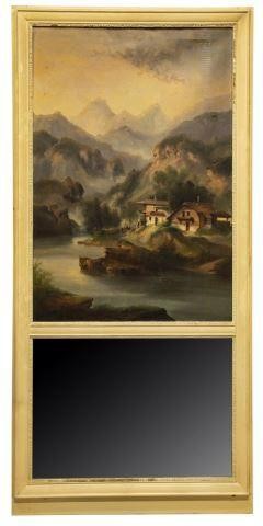 FRENCH TRUMEAU MIRROR W/ PAINTED LANDSCAPE