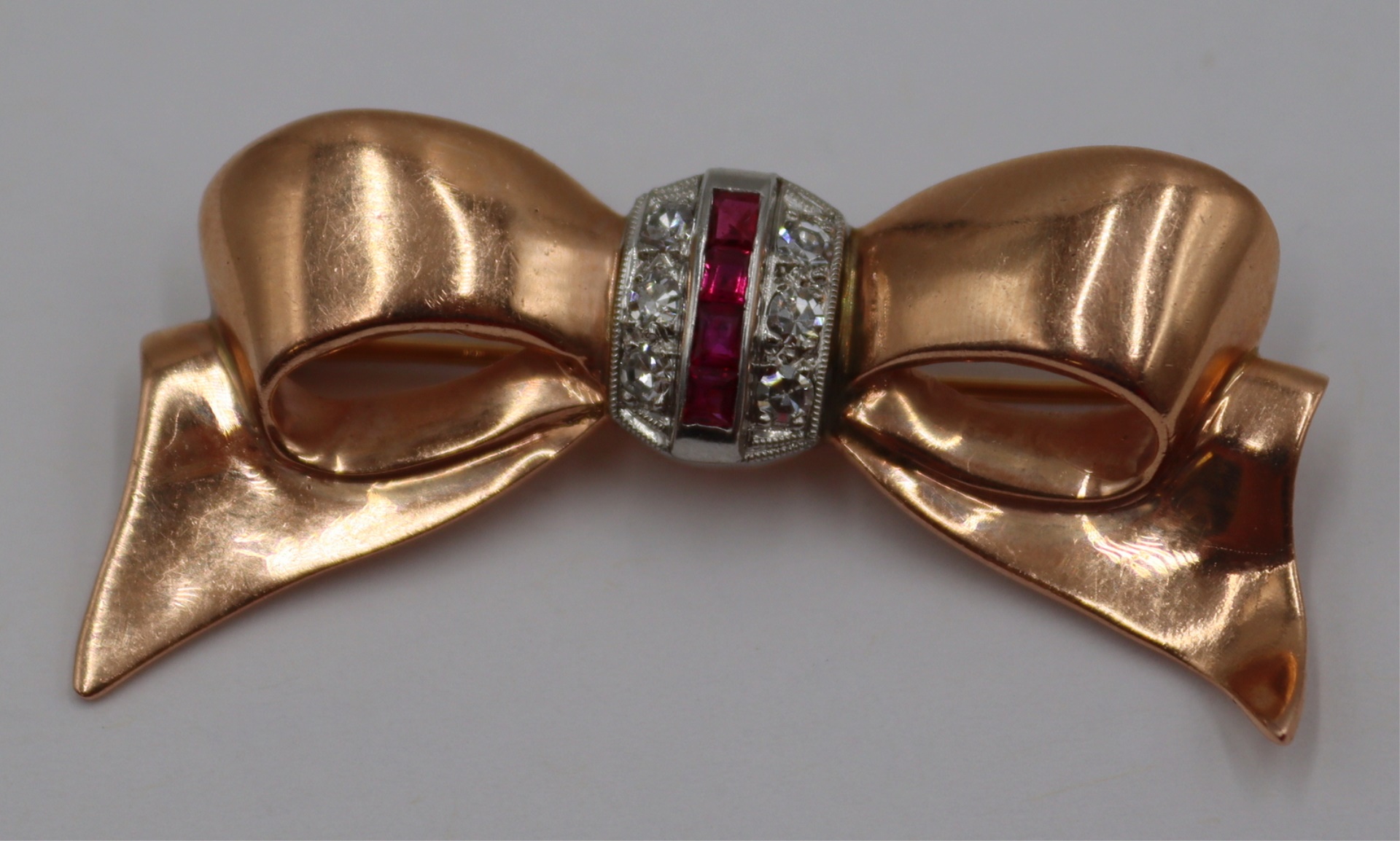 JEWELRY. VINTAGE 14KT ROSE GOLD, DIAMOND