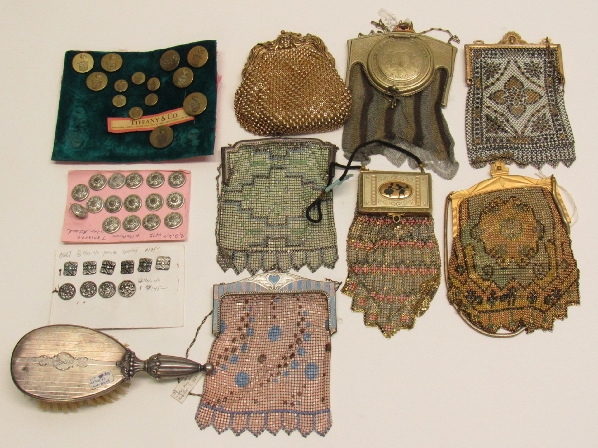 STERLING. GROUPING OF BUTTONS AND WHITING