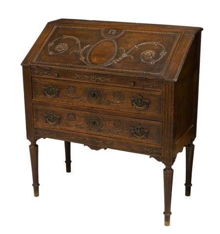 FRENCH LOUIS XVI STYLE OAK DROP FRONT