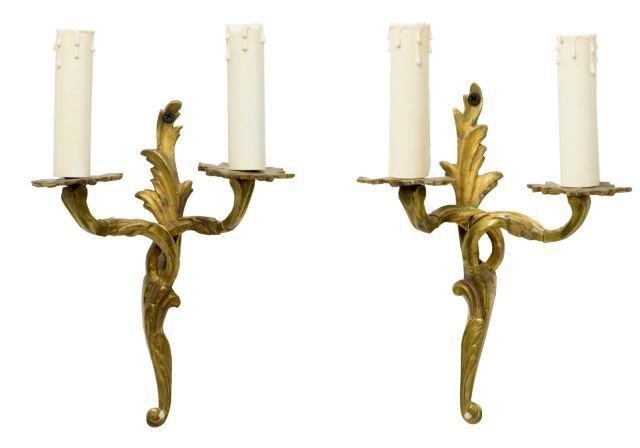  2 LOUIS XV STYLE GILT BRASS 2 LIGHT 3be51b