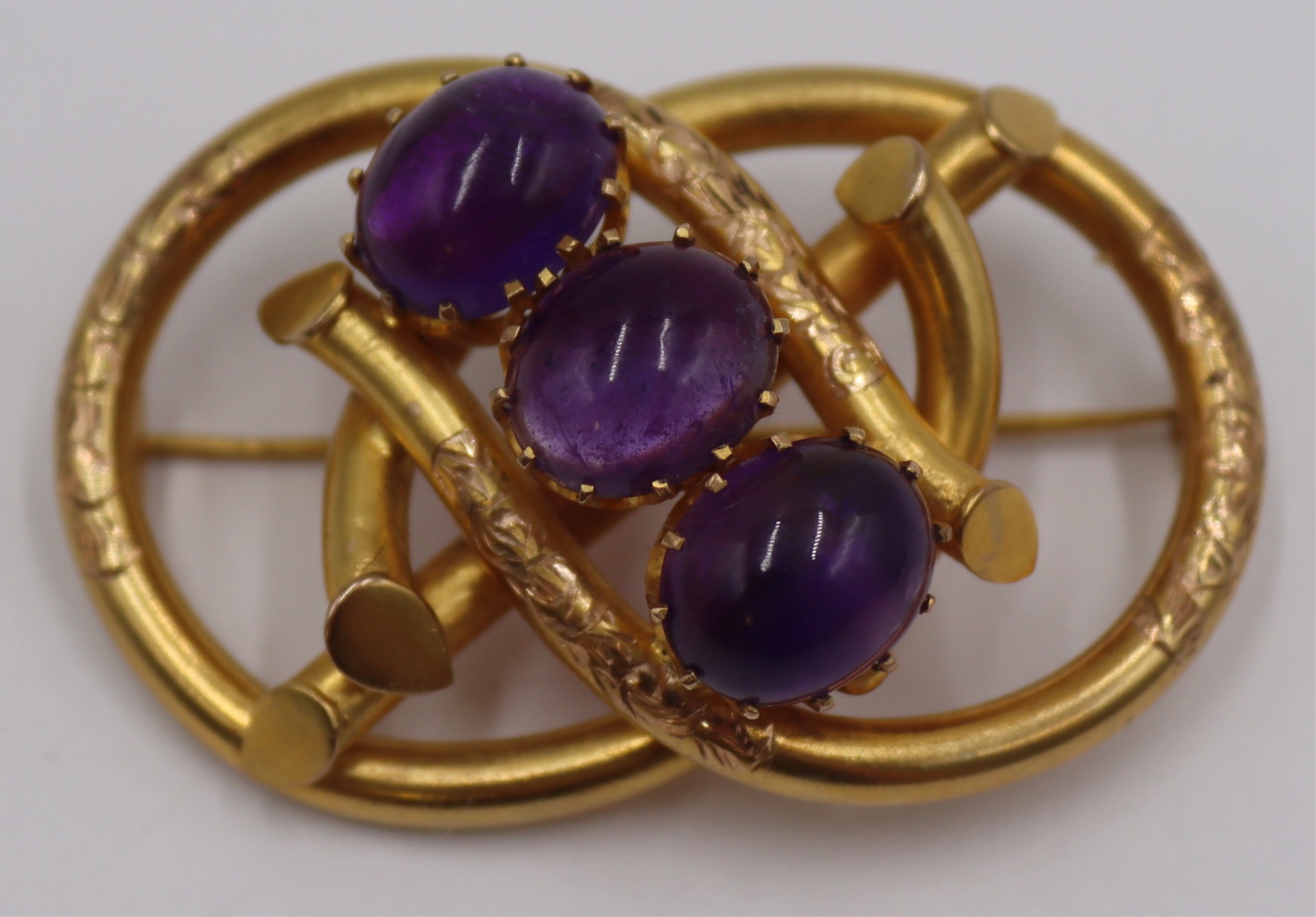 JEWLERY. 14KT GOLD AMETHYST FIGURE